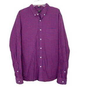 J. Crew Blue Red Plaid Oxford Slim Fit Long Sleeve Button Down Sz XL